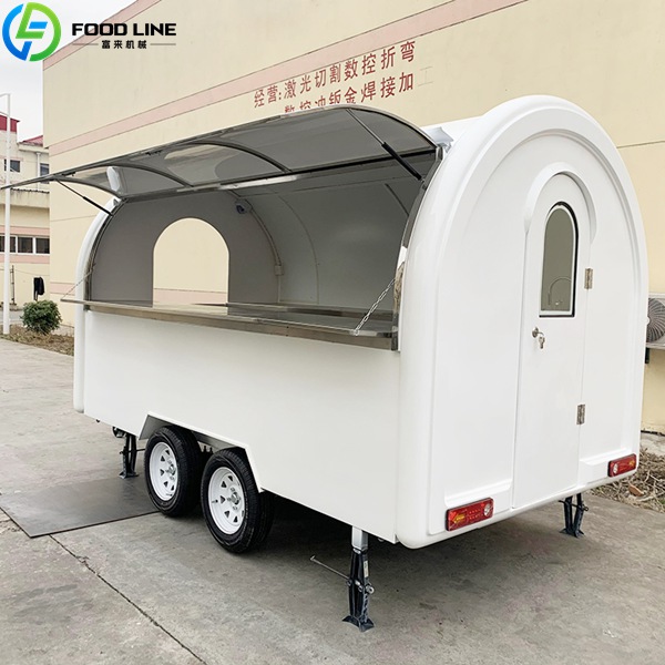 white round food trailer