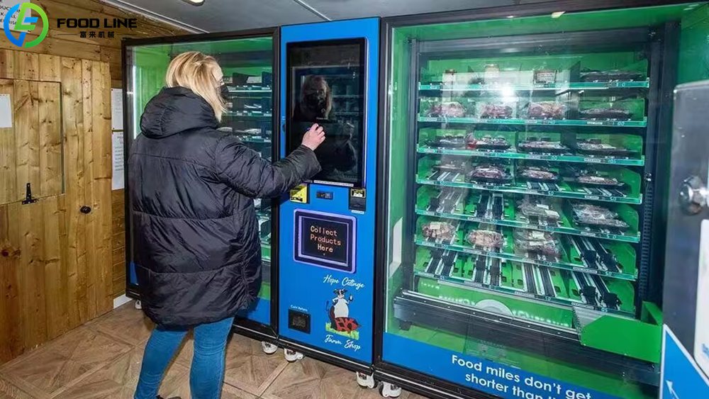 blue green vegetable vending device