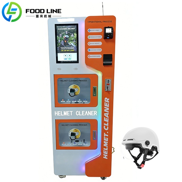 cleaning vending device for helmet