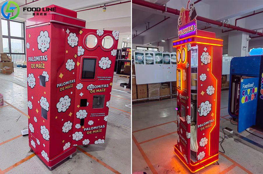 red popcorn vending device