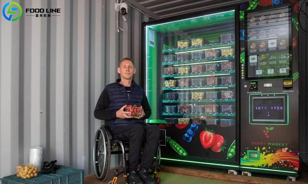single cabinet vegetable and fruit vending device