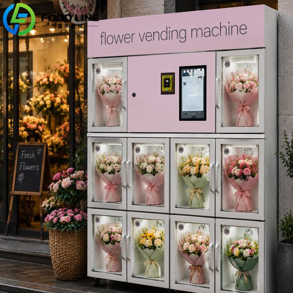 pink vending device for flowers