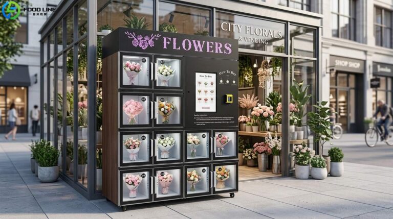 fresh flower vending device used in a flower shop