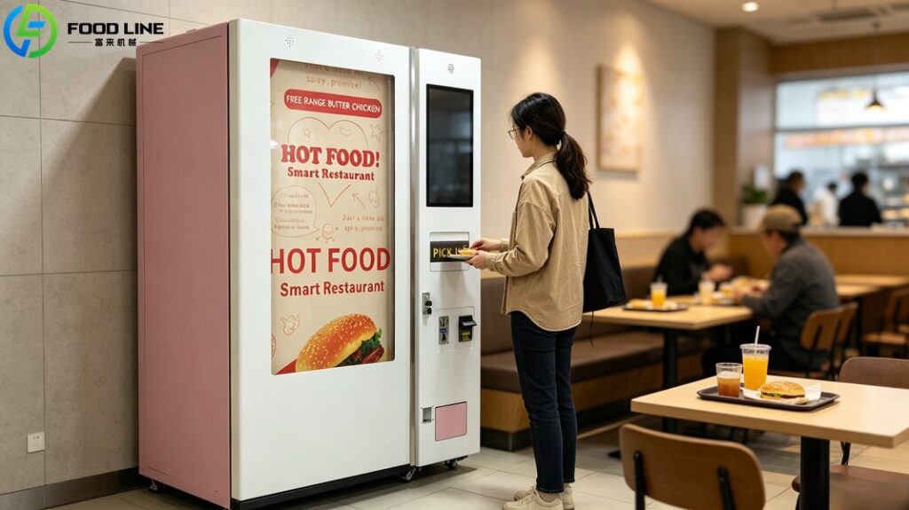 pink hot meal vending machine