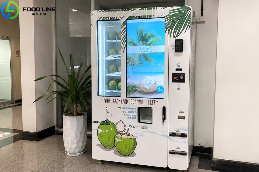 white coconut vending device