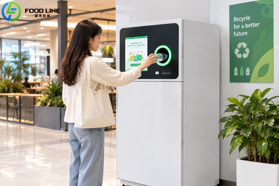 automated recycling vending machine with a single input slot
