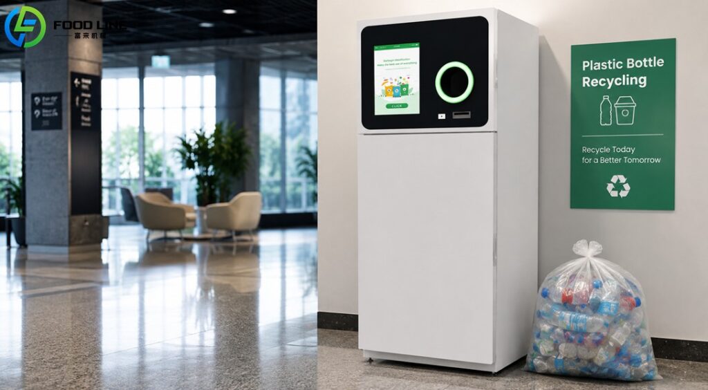 white plastic bottle recycling device
