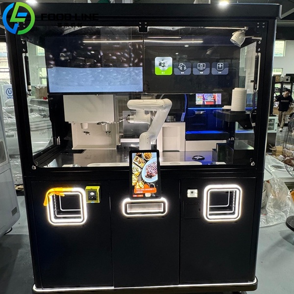 black robot coffee vending device